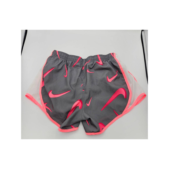 Nike Girls Dri-FIT Tempo Shorts Smoke Grey Pink Logo Mesh Side Size M - Picture 2 of 6